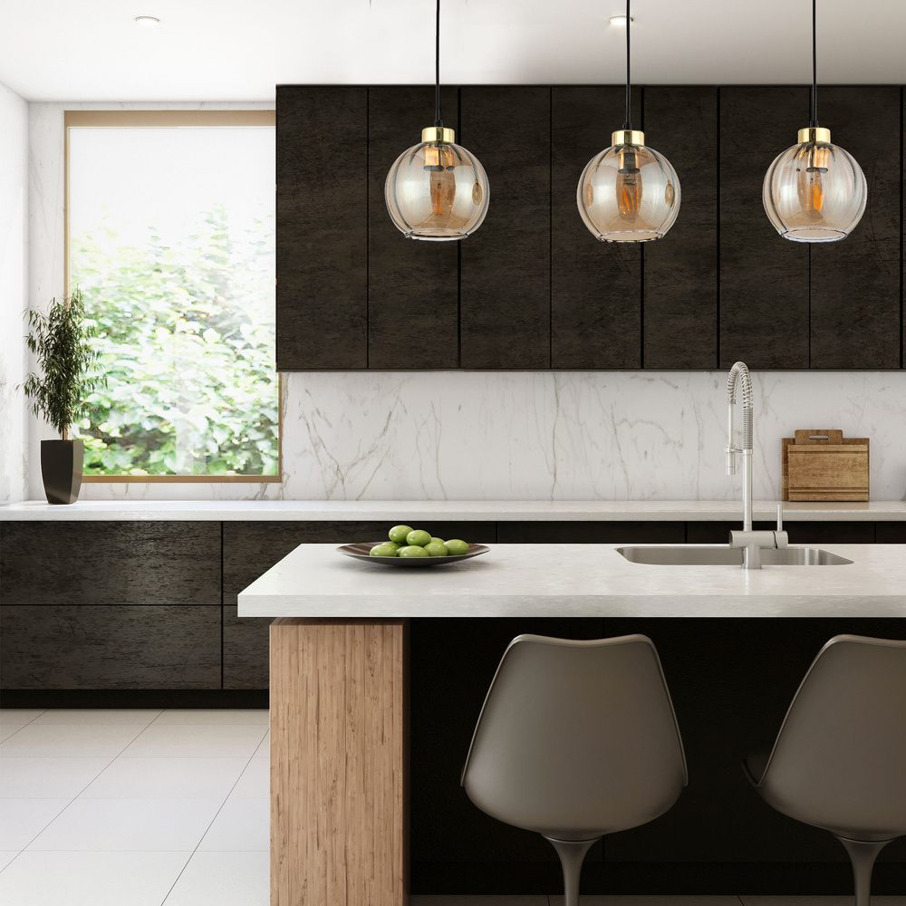 DEVI AMBER LAMPA WISZĄCA 3 LISTWA