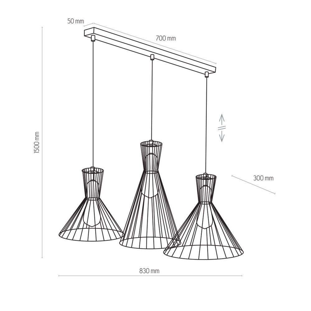 SAHARA LAMPA WISZĄCA 3 LISTWA