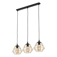 DIAMOND NEW BLACK/GOLD LAMPA WISZĄCA 3 LISTWA
