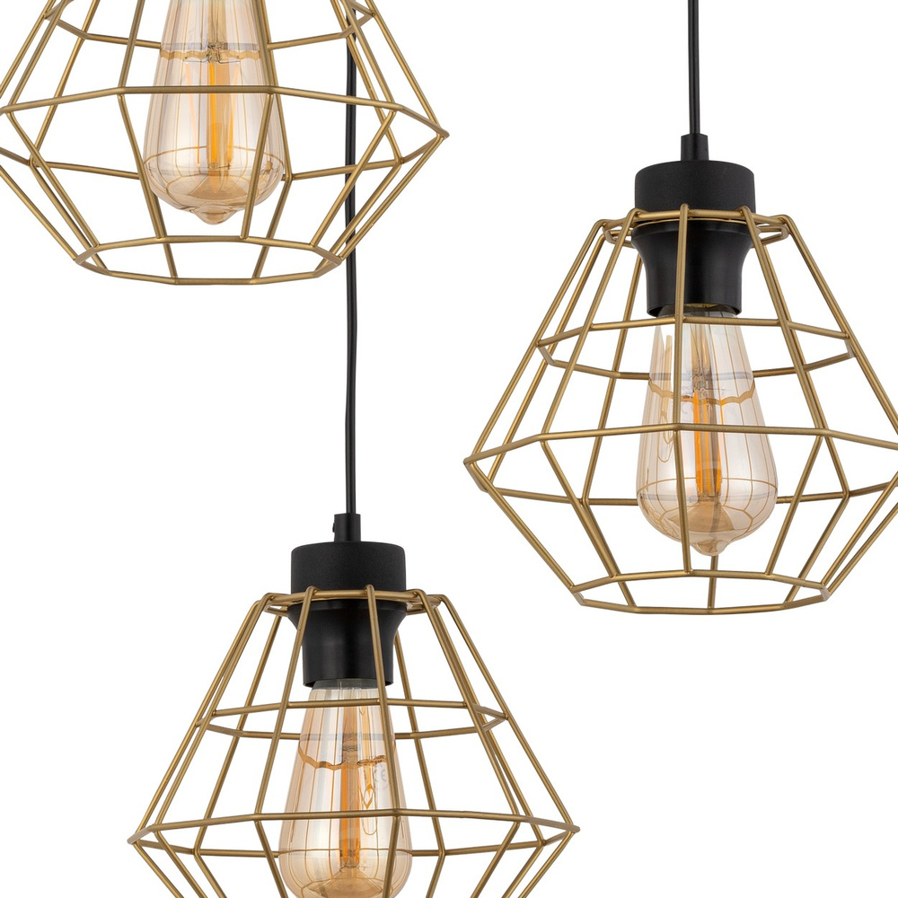 DIAMOND GOLD LAMPA WISZĄCA 3 PŁ