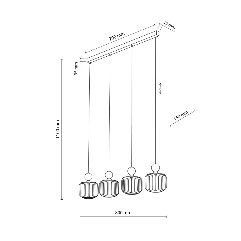 BALLO LAMPA WISZĄCA 4XE14
