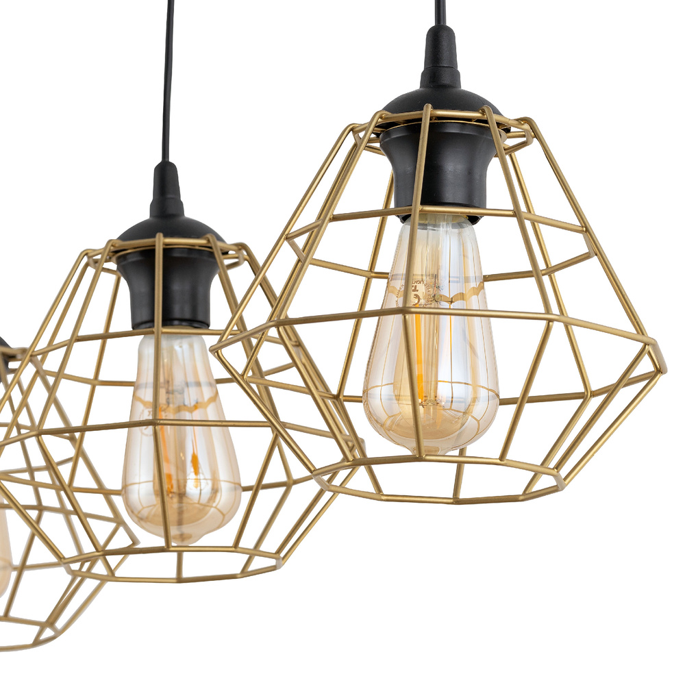 DIAMOND NEW BLACK/GOLD LAMPA WISZĄCA 3 LISTWA