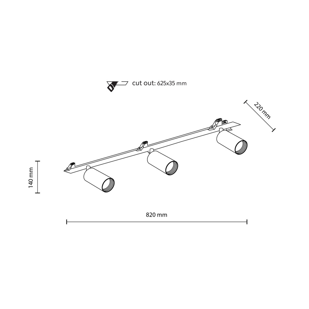 AMIS WHITE 3XGU10 PODTYNKOWY