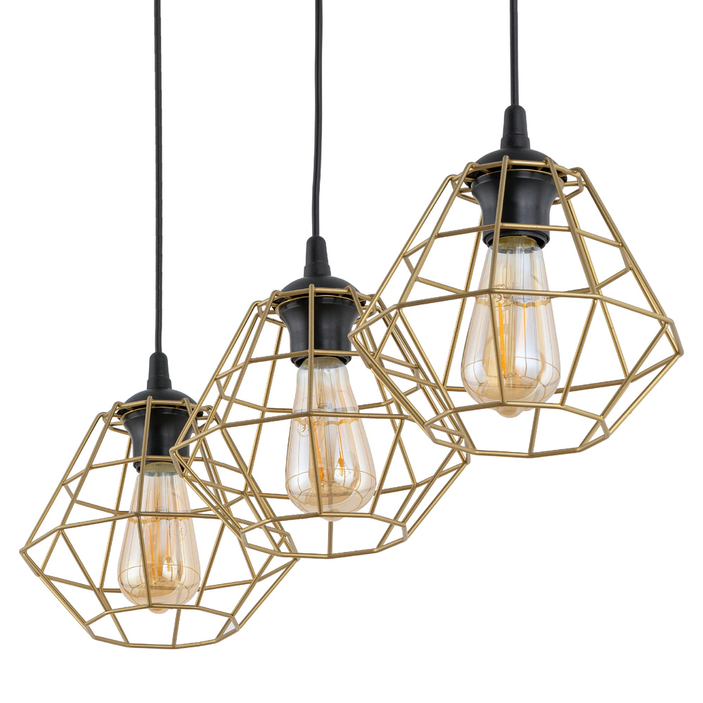 DIAMOND NEW BLACK/GOLD LAMPA WISZĄCA 3 LISTWA