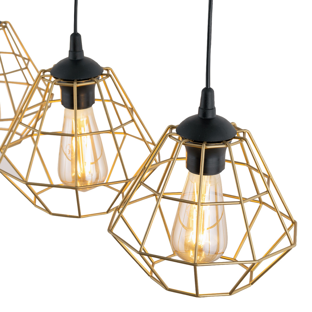 DIAMOND NEW BLACK/GOLD LAMPA WISZĄCA 3 LISTWA