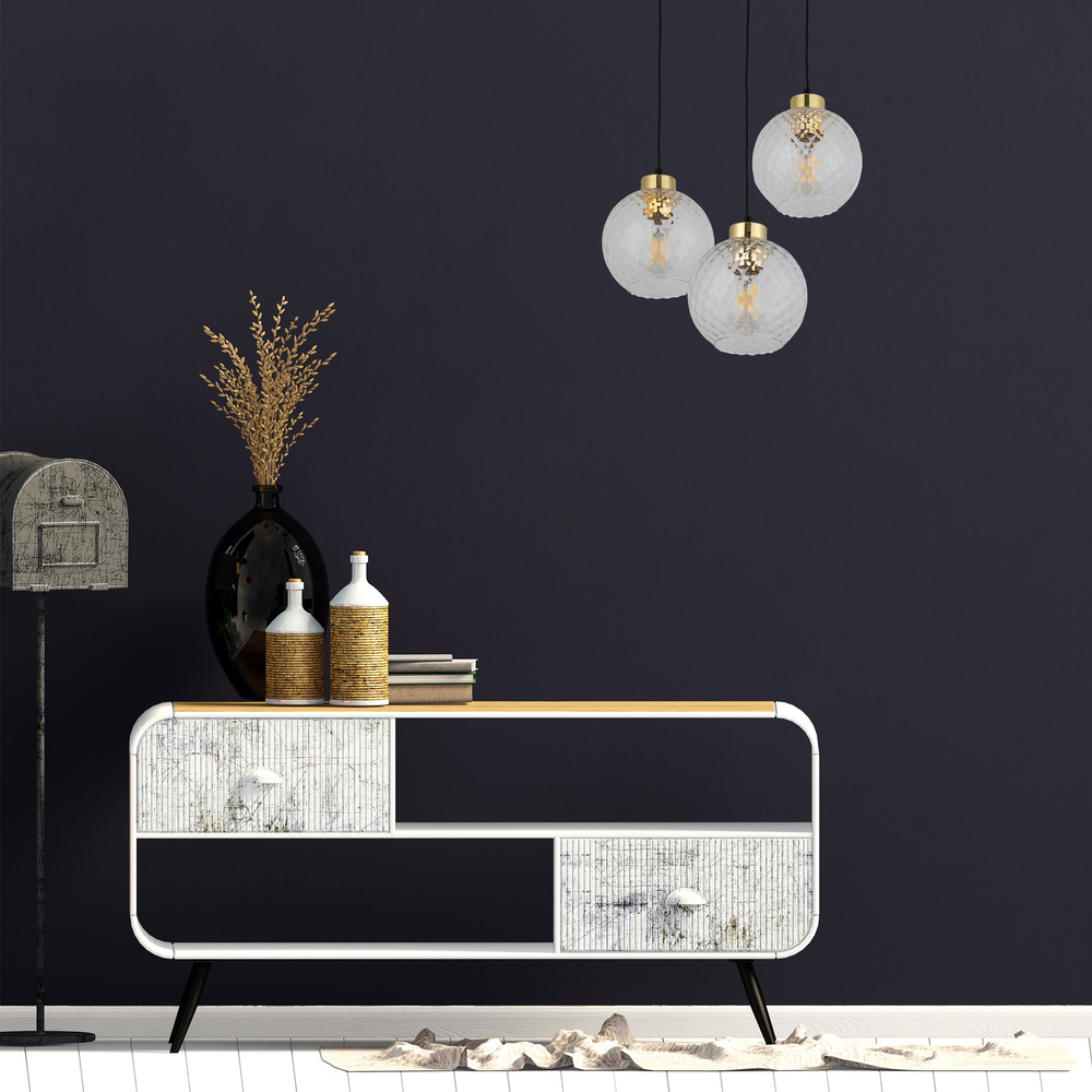 DEVON LAMPA WISZĄCA 3 KOŁO TRANSPARENT