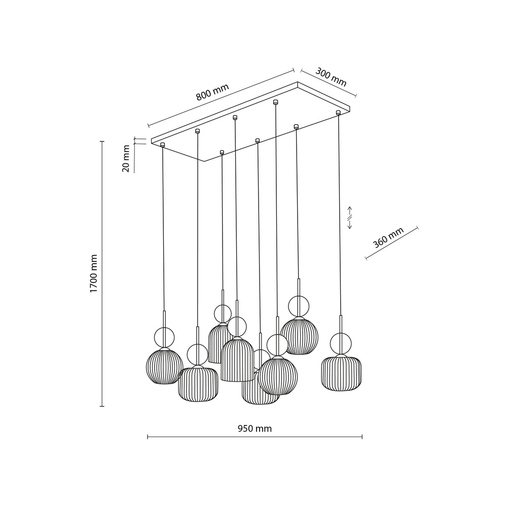 SOPHIA COGNAC LAMPA WISZĄCA 8XE14