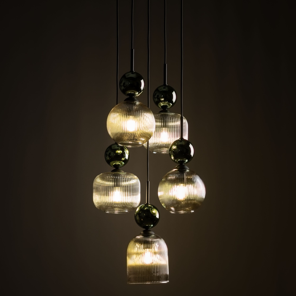 SOPHIA GREEN COGNAC LAMPA WISZĄCA 5XE14