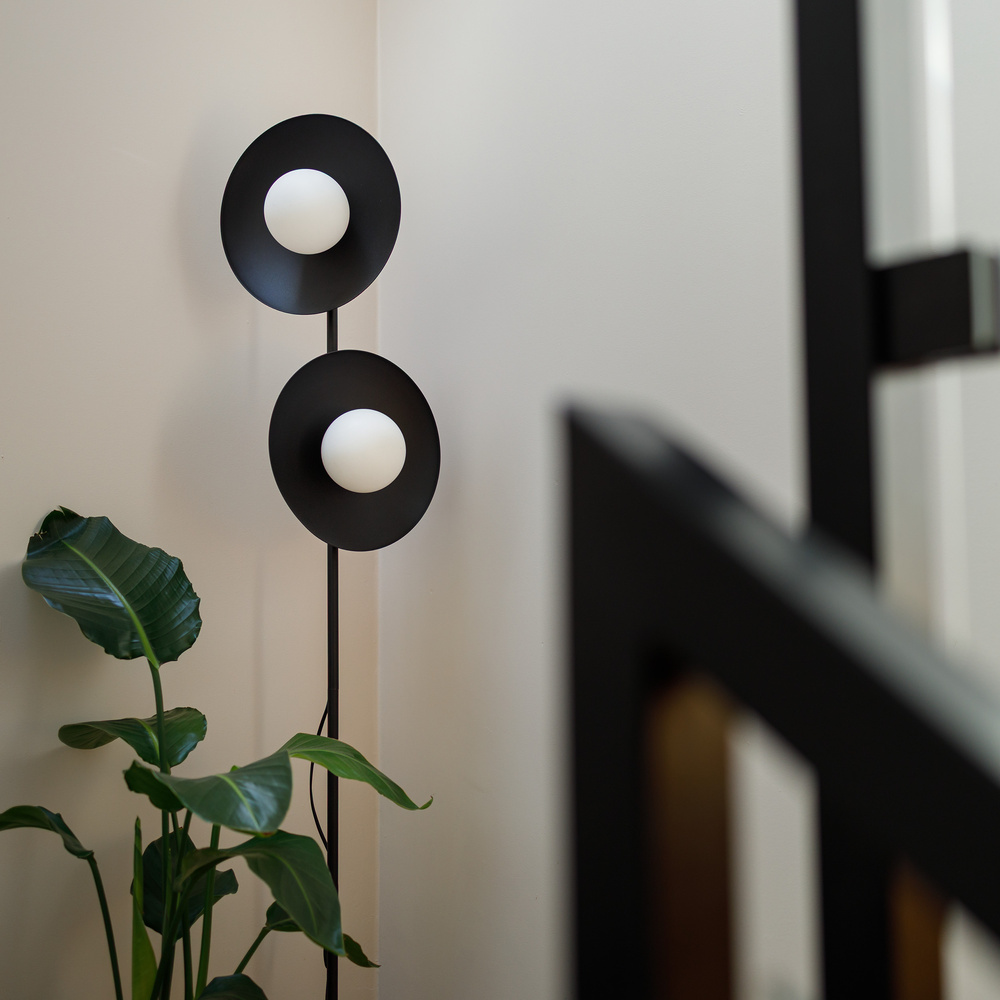 SLATE BLACK GLASS LAMPA PODŁOGOWA 2XG9