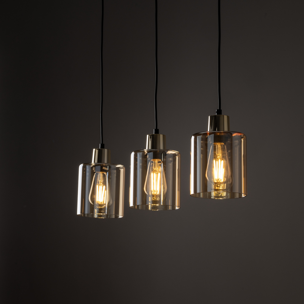 SIERRA GOLD AMBER LAMPA WISZĄCA 3 LISTWA