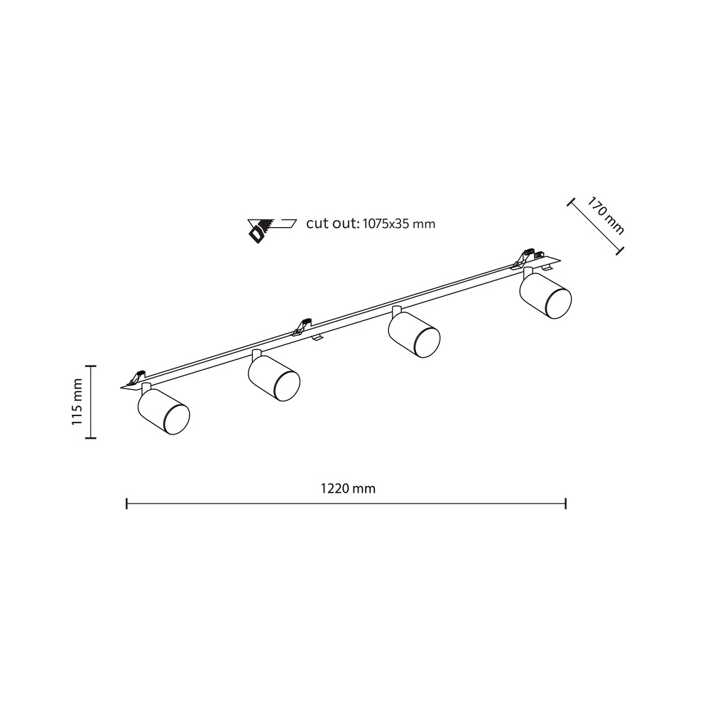 NEX BLACK 4XGU10 LAMPA SUFITOWA PODTYNKOWA