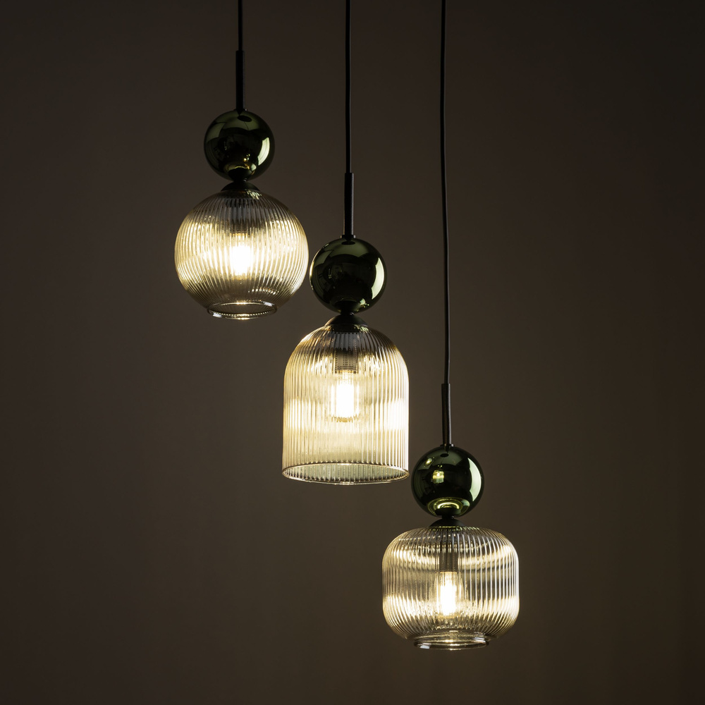 SOPHIA GREEN COGNAC LAMPA WISZĄCA 3XE14