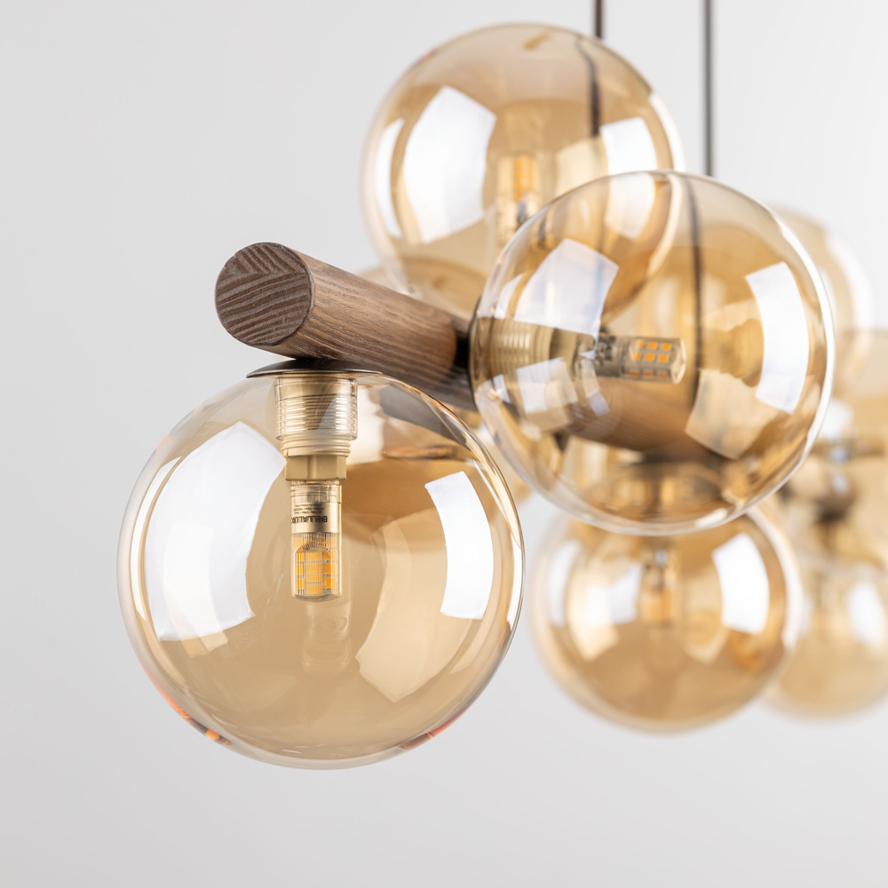 ESTERA WOOD ORZECH BURSZTYN LAMPA WISZACA 9XG9