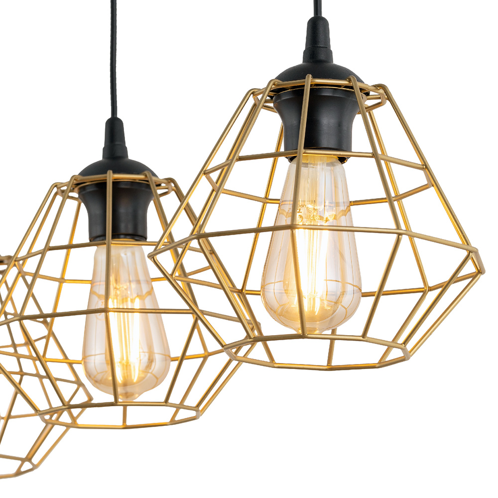 DIAMOND NEW BLACK/GOLD LAMPA WISZĄCA 3 LISTWA