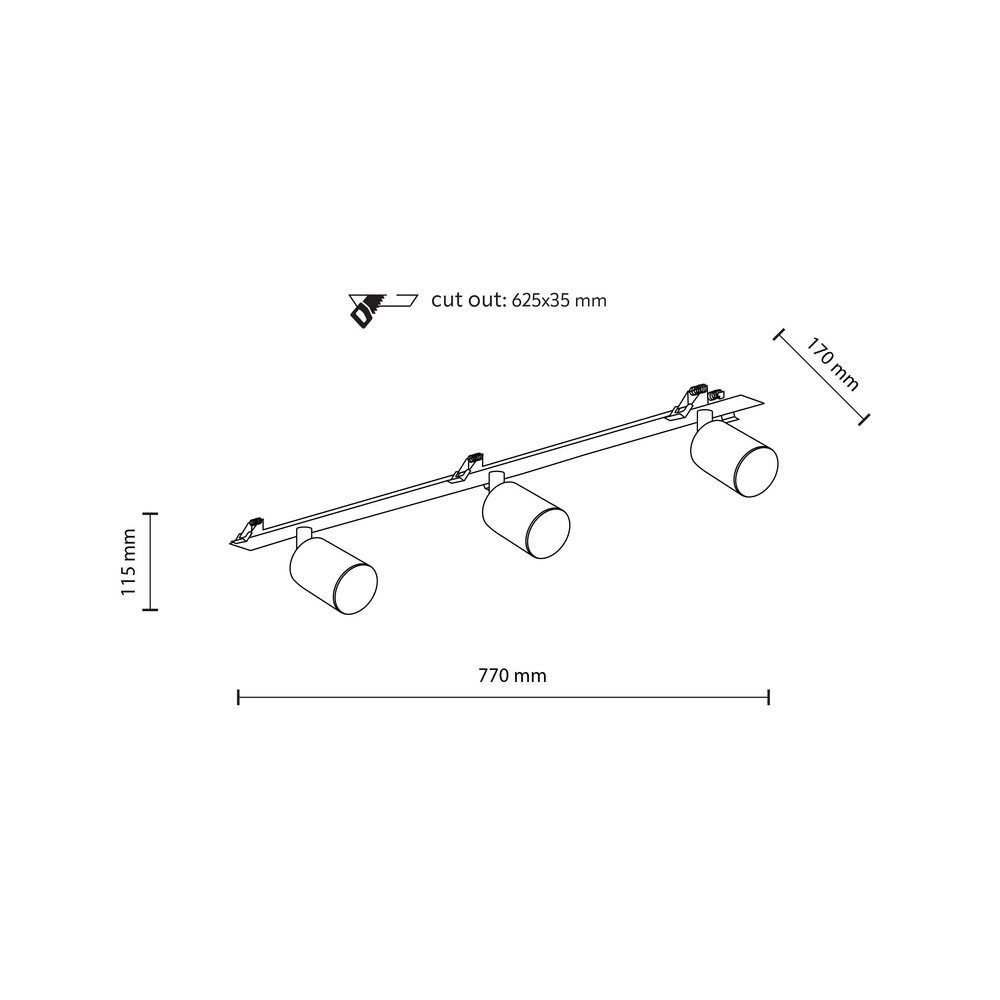 NEX BLACK 3XGU10 LAMPA SUFITOWA PODTYNKOWA