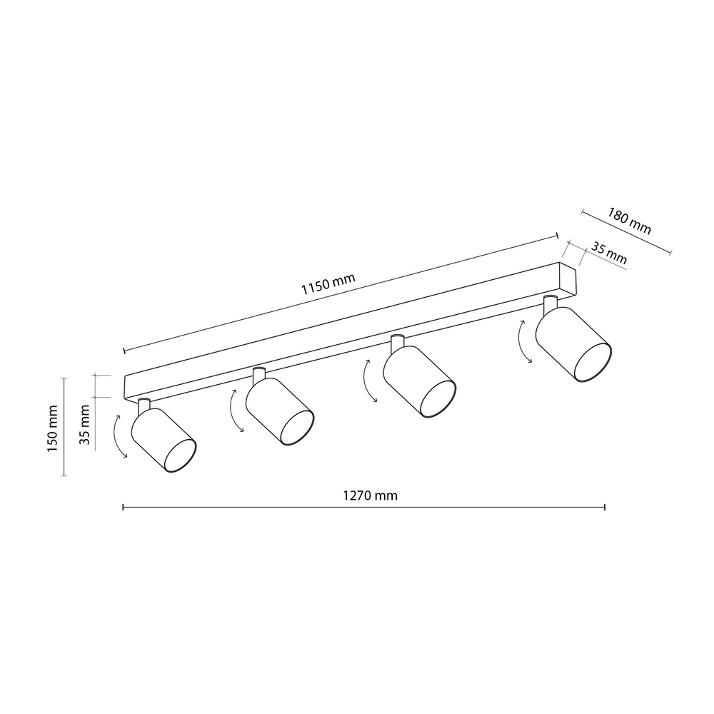 NEX BLACK 4XGU10 LAMPA SUFITOWA