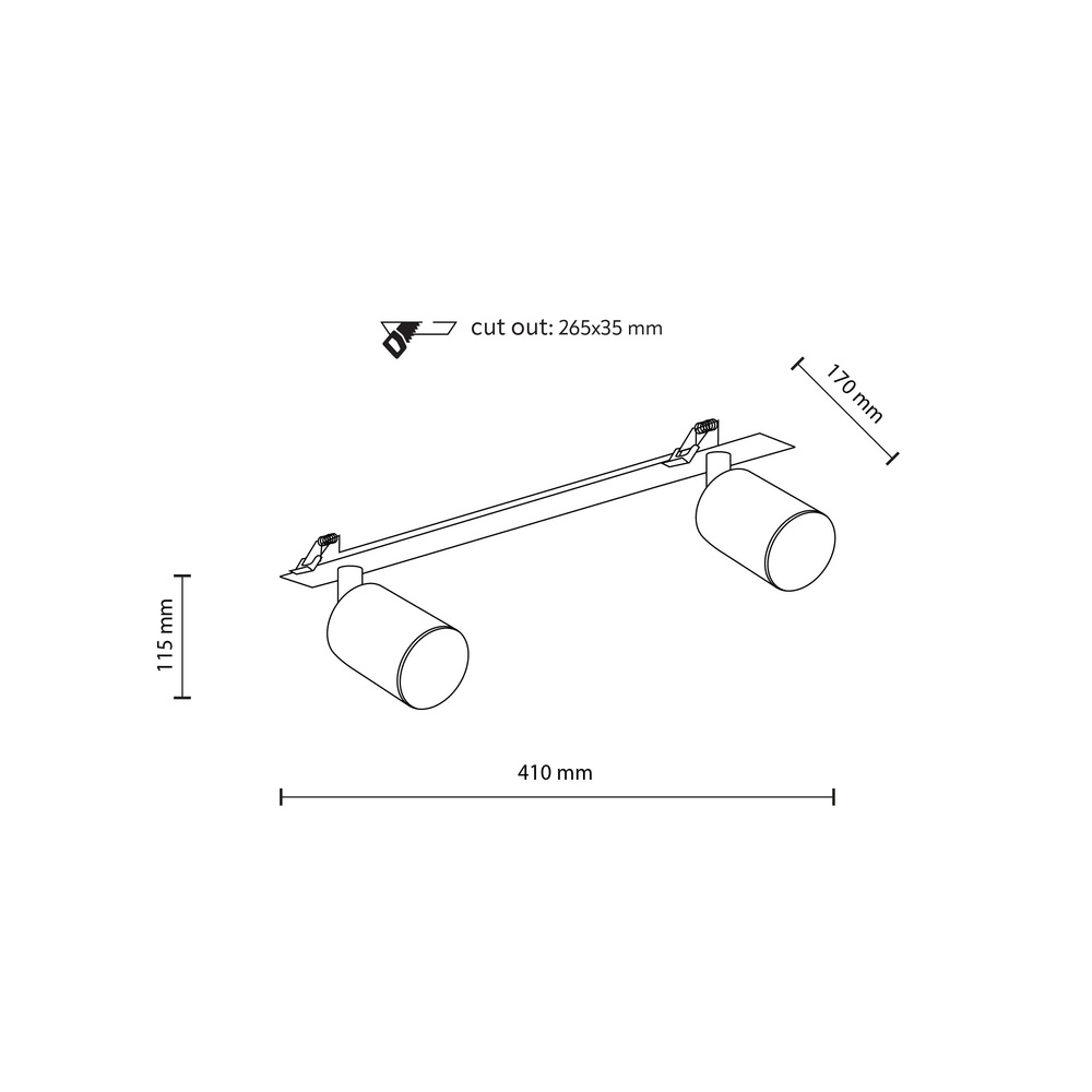 NEX BLACK 2XGU10 LAMPA SUFITOWA PODTYNKOWA
