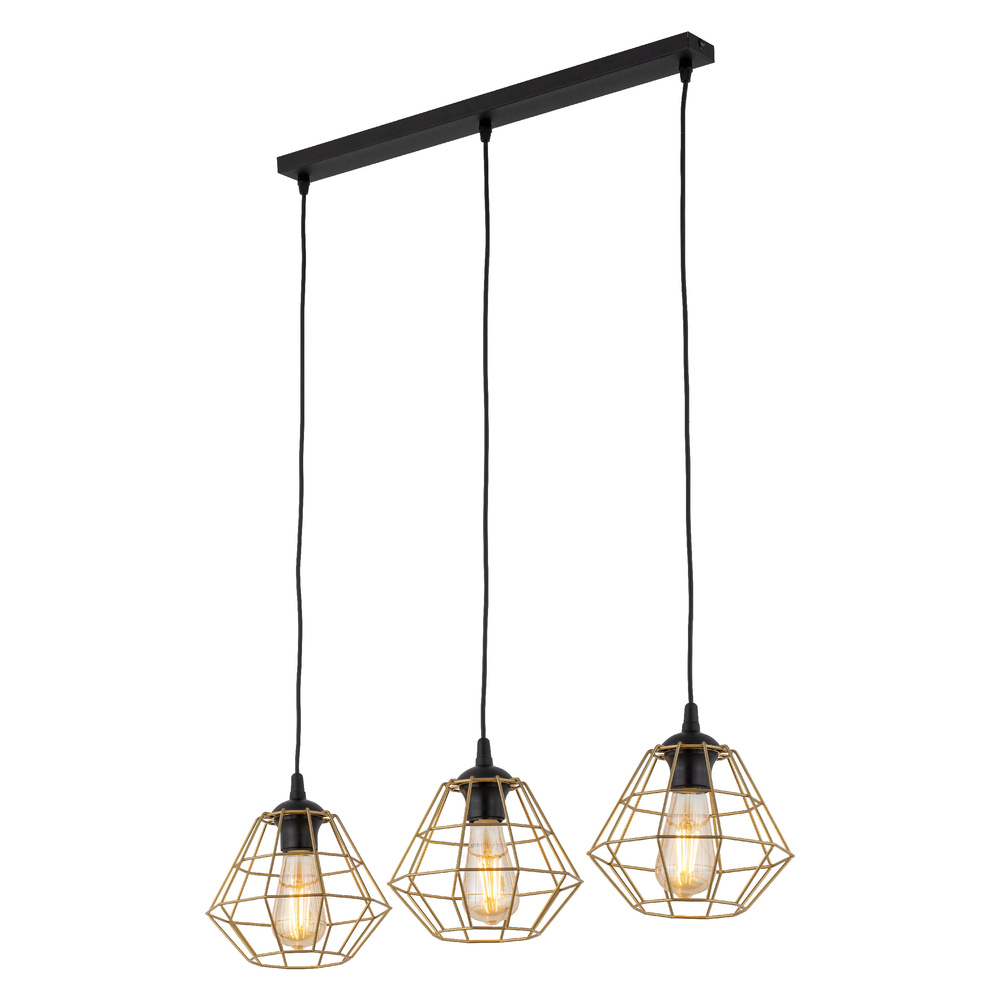 DIAMOND NEW BLACK/GOLD LAMPA WISZĄCA 3 LISTWA